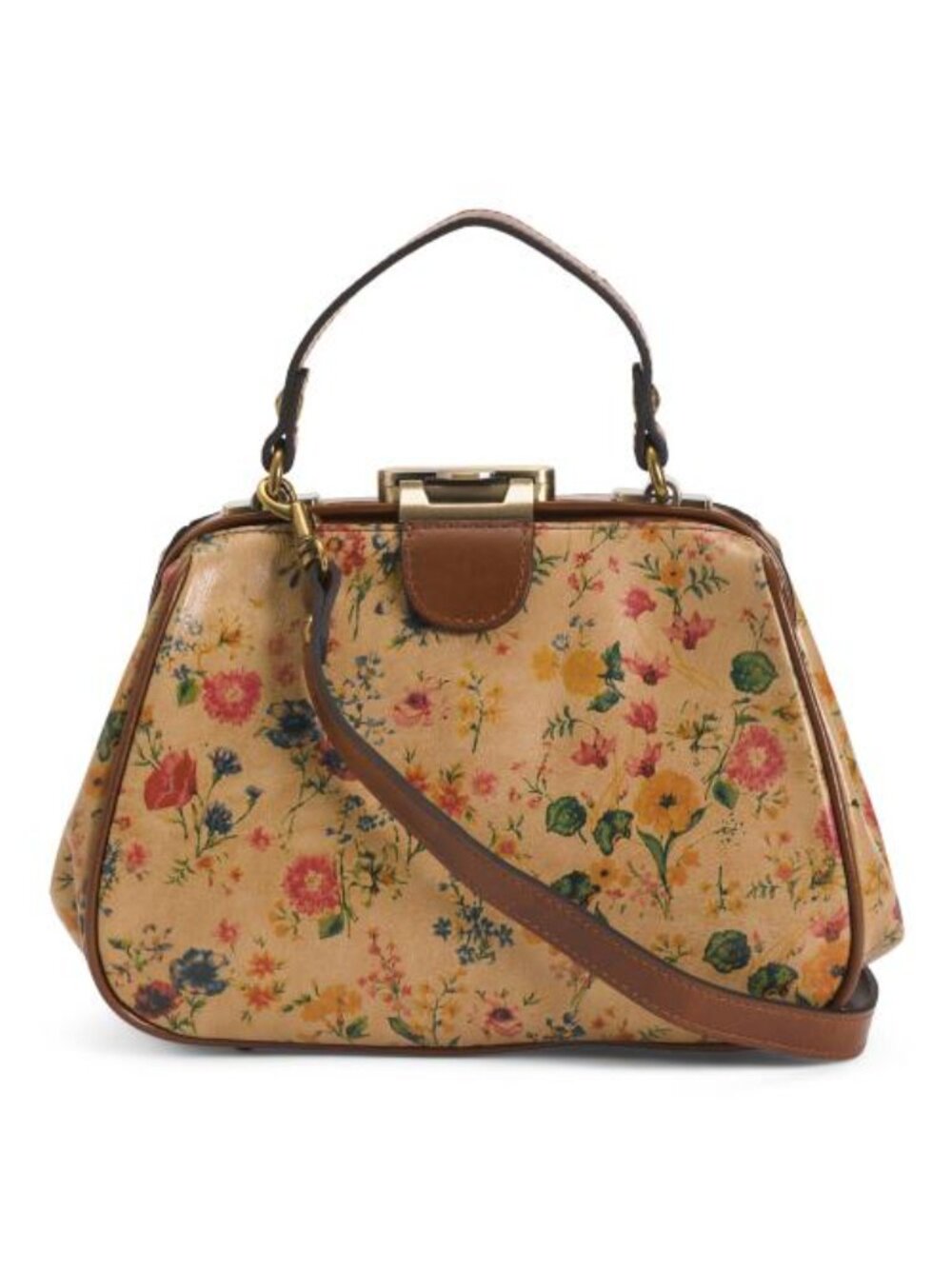 NWT Patricia Nash Gracchi Frame Satchel Prairie Rose Leather Bag Crossbody Strap